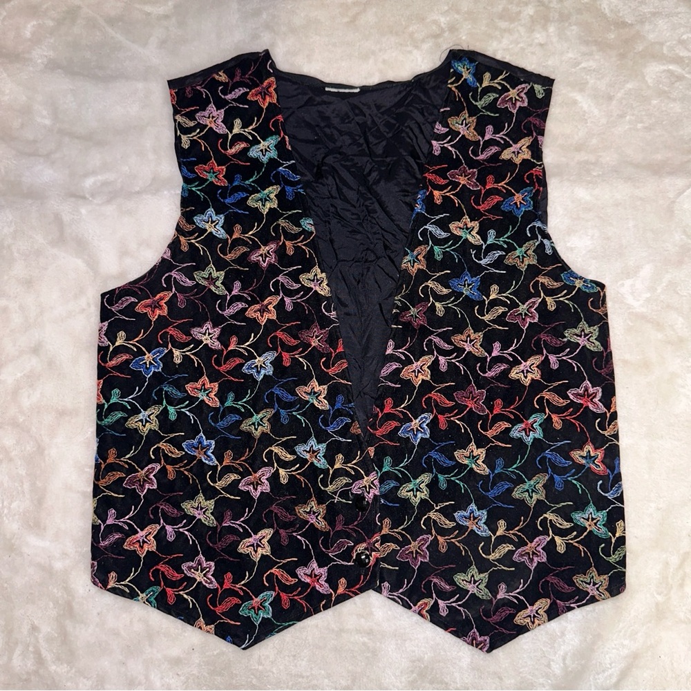 Vintage Georges Marciano For Guess Embroidered Vest S Made In USA 80s 1980s